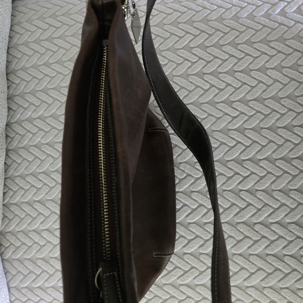 Coach Dark Brown Leather Bag with Silver Accents - Picture 9 of 10